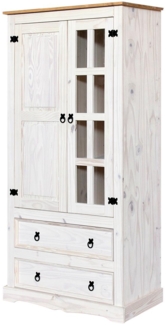 Vitrine aus Kiefer massiv - Natur, lackiert - 3 Fächer, 2 Türen