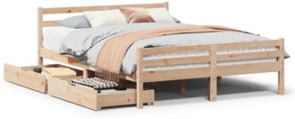 vidaXL Massivholzbett ohne Matratze 135x190 cm Kiefernholz 3301600