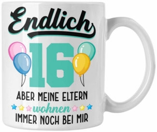 Trendation Tasse Trendation - 16. Geburtstag Tasse Geschenk Mädchen Jungen Geschenkidee Lustig Spruch 16 Geschenke Geschenkideen zum 16 Bday 16er