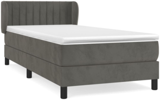 vidaXL Boxspringbett mit Matratze Dunkelgrau 90x200 cm Samt, Härtegrad: H2 [3127590]