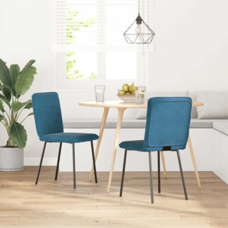 vidaXL Esszimmerstühle 2 Stk. Blau Samt 4101219