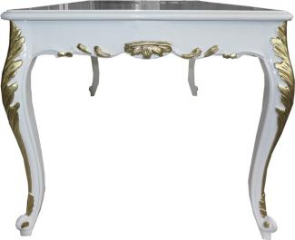 Casa Padrino Barock Esstisch Weiß Hochglanz / Gold - Esszimmer Tisch - alle Grössen