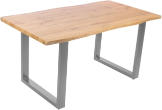 Esstisch Baumkante Holz-Optik Wildeiche 160 x 85 U-Gestell silber JOSY 142464004