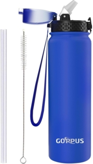 Edelstahl Thermosflasche 1L Trinkflasche Strohhalm Isolierflasche Auslaufsicher