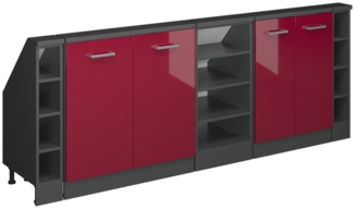 Vicco Dachschrägenschrank Rot Hochglanz/Anthrazit 5er Set, Rion