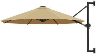 vidaXL Sonnenschirm zur Wandmontage mit Metall-Mast 300 cm Taupe 44866