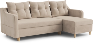 AX LIVING Eckcouch mit Bettfunktion Balerno 224 cm – Stilvolles Design in Beige