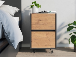 Nachttisch Kommode You 40cm 2 SoftClose stehend Grafit & Eiche Front : Oak Gold / Grafit