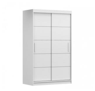 MOEBLO Kleiderschrank NOAH 06 (mit dekorativen Elementen aus Aiminium, Schwebetürenschrank 2-türig Schrank, Gaderobe mit vielen Einlegeböden und Kleiderstange), (BxHxT): 120 x 200 x 61 cm