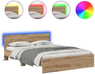 vidaXL Bettrahmen Artisan-Eiche 150 x 200 cm Holzwerkstoff 3403605