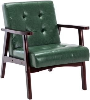 HOMEMIYN Japanisches Einzelsofa,gewachstes Leder,dunkelgrün,H 67 x T 76 x B 76cm