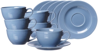 Ritzenhoff & Breker Levi Kaffeetasse mit Untertasse 220 ml blau 6er Set