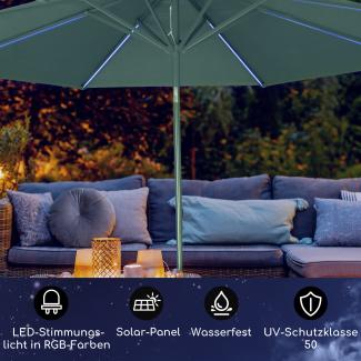 Blumfeldt Calais Sonnenschirm LED Aluminium-Rahmen Polyester-Bespannung UV 50 Dunkelgrün