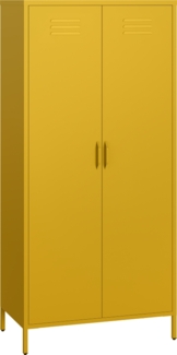 skølm 'Atria' Kleiderschrank, Metall, 170x45x80 cm, senfgelb, Garderobe mit 4 Fächern und 2 Kleiderstangen