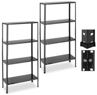 Schwerlastregal 2er Set 4 Ebenen schwarz 10044648