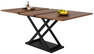 IDEASY Esstisch 120-160×80cm, Teleskoptisch, Schwarz gekreuzte Eisenbeine (Geeignet für Küche/Wohnzimmer/Arbeitszimmer/Büro), Ausziehbarer Küchentisch, platzsparender Arbeitstisch