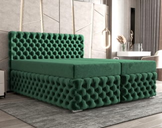 AX LIVING Follonica 140x200 Boxspringbett grün – elegantes Polsterbett