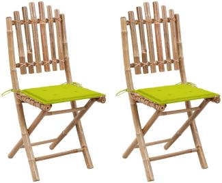 vidaXL Klappbare Gartenstühle 2 Stk. mit Kissen Bambus 3063998
