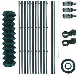 Maschendrahtzaun Gartenzaunset 1,25 x 25 m Gartenzaun Zaunset grün Komplettset