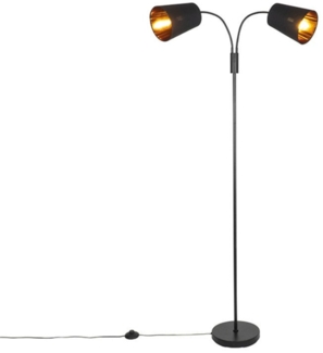 Qazqa Stehlampe Carmen, ohne Leuchtmittel, E14, Schwarz, Modern, Stahl, 2-flammig