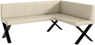 MEBLINI Eckbank für Esszimmer - Küchenbank - Essecke - Sitzecke Küche - PETER - X-Beine 128 x 168 x 87 cm Rechts - Creme Kunstleder