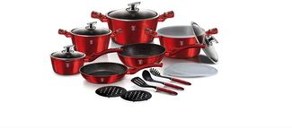BerlingerHaus Topf-Set Geschirr-Set Burgund Metallic Line 18-teilig
