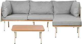 3-Sitzer Sofa mit Ottomane SENISE Metall Grau