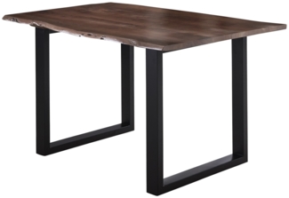 Esstisch Baumkante massiv Akazie nussbaum 180x90 U-Gestell schwarz LUBIN 527330