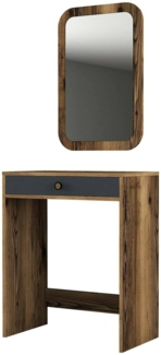 Dmora Konsolentisch Baunei, Tisch, Eingangskonsole, Regal, 70x85 h40 cm, Walnuss und Anthrazit