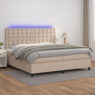 vidaXL Boxspringbett mit Matratze & LED Cappuccino-Braun 200x200cm 3135968