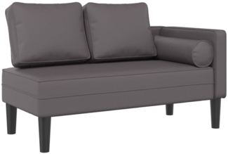 vidaXL Chaiselongue mit Kissen Grau Kunstleder, 116,5 x 62 x 57,5 cm