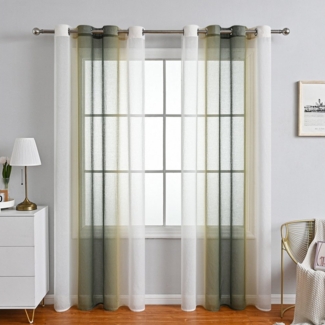 BYSURE Gardine (2 St), Ösen, halbtransparent, Polyester, Farbverlaufsvorhänge