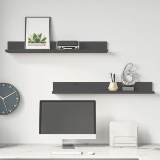 vidaXL Wandregale 2 Stk. Grau 80x11x9 cm Massivholz Kiefer 823606
