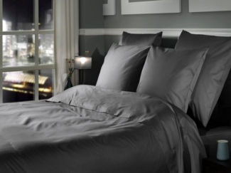 Heckett and Lane Bettwäsche Punto 1 155x220cm 80x80cm Mako-Satin Classic Anthracite, Bettbezug Kopfkissenbezug Set kuschelig weich hochwertig