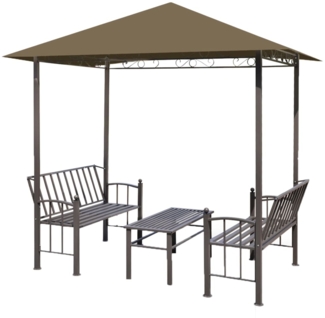 vidaXL Gartenpavillon mit Tisch und Bänken 2,5x1,5x2,4 m Taupe 180 g/m² 312222
