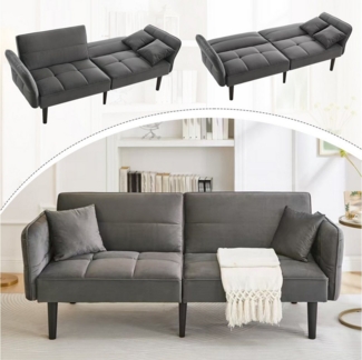 Merax Schlafsofa Samt Funktionsbett klappbares Schlafsofa mit Schlaffunktion, 1 Teile, 2-Sitzer-Sofa mit verstellbarer Rückenlehne und klappbaren Armlehnen