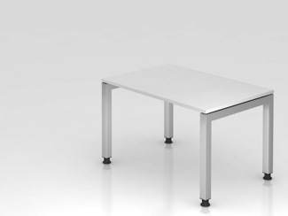Schreibtisch JS12 U-Fuß / 4-Fuß eckig 120x80cm Weiß Gestellfarbe: Silber