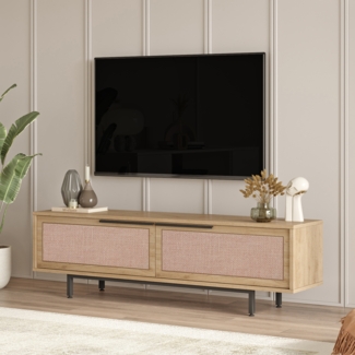 TV Schrank Kvænangen Eichen- und Rattanoptik [en. casa]