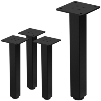 ML-DESIGN Tischbein 4er Set Tischkufen I-Design Möbelfüße und Tischgestell aus Stahl, 4er Set Bankkufen 42cm Schwarz glänzend eckig Möbelbeine