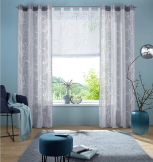 my home Gardine Anna, Ösen (1 St), halbtransparent, Ausbrenner, Bestseller, Äste-Motiv, Viskose, Polyester