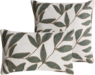 Dekokissen 2er Set LANSIUM Baumwolle 30 x 50 cm 45 x 45 cm Weiß Pflanzenmuster