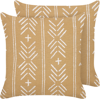 Kissen 2er Set Geometrisches Muster BANYAN Baumwolle 45 x 45 cm Sandbeige