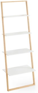 Regal (B/H/T: 61,3x164x36,5 cm) in weiß und Bambus