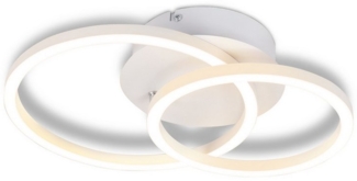 ZMH LED Deckenleuchte Wohnzimmer 2 Ringe Modern Runde Deckenlampe 24W 3000K Flur Hotel, Augenschutz, Einfache Installtion, LED fest integriert, Warmweiß, Schlafzimmerlampe Drehbar küchenlampe für Schlafzimmer Küche