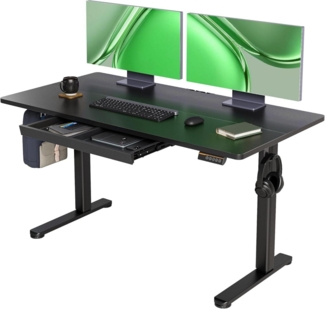 Höhenverstellbarer Schreibtisch 140x60 cm Elektrisch Standing Desk Schwarz