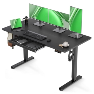 Höhenverstellbarer Schreibtisch 140x60 cm Elektrisch Standing Desk Schwarz