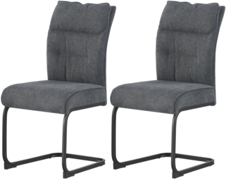 Rom Stuhl 2er Set - Stuhl (B/H/T): 47 x 94 x 61 cm in Anthrazit