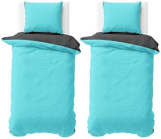 Visaggio Bettwäsche Mikrofaser Allergiker geeignet Doubleface Wendebettwäsche, Microfaser, 4 teilig, Modern Uni Doubleface Wendebettwäsche