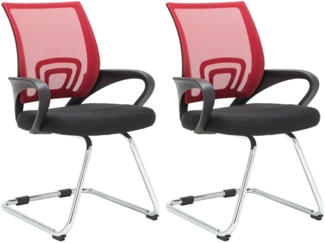 CLP 2er Set Freischwinger Eureka mit Netzbezug und Armlehnen,rot