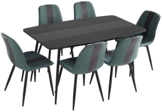 Mondeer Essgruppe (Set, 5/7-tlg), Moderner Esstisch und Polsterstuhl mit Metallbeinen